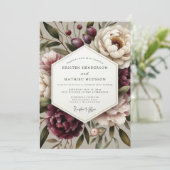 Invitation Mariage Murmure Floral Prune (Debout devant)