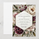 Invitation Mariage Murmure Floral Prune (Devant / Derrière)