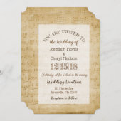 Invitation Mariage musical vintage (Devant / Derrière)