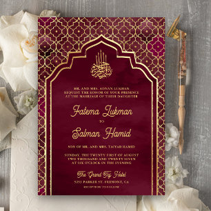 Invitation Mariage Musulman à l'Arche Marocaine Or de Bourgog