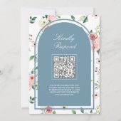 Invitation Mariage Musulman Code QR Broderie Bleue Douce Fleu (Dos)