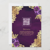 Invitation Mariage Musulman Code QR Fleurs de Pourpre Royale (Dos)
