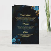 Invitation Mariage Musulman Code QR Fleurs Or Bleu Royal (Dos)