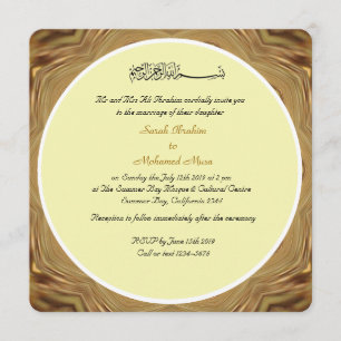 Invitation mariage musulman créateur et doré