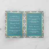 Invitation Mariage Musulman Damassé Sarcelle Burlap Rustique (Intérieur)