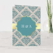Invitation Mariage Musulman Damassé Sarcelle Burlap Rustique (Dos)