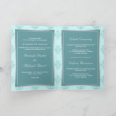 Invitation Mariage Musulman Damassé Téâl Argent Rustique Past (Intérieur)