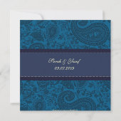 Invitation mariage musulman de Blue Damask (Dos)