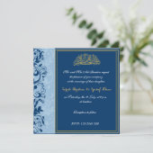 Invitation Mariage musulman de brocard de bleu et d'or (Debout devant)