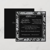 Invitation Mariage musulman de damassé indienne noire et (Devant / Derrière)