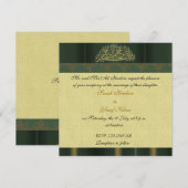 Invitation Mariage musulman de damassé verte (Devant / Derrière)