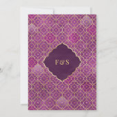 Invitation Mariage musulman de l'Arc marocain violet or (Dos)
