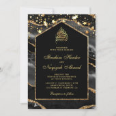 Invitation Mariage musulman de l'Arche en marbre noir (Devant)