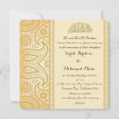 Invitation Mariage musulman de Paisley d'or (Devant)