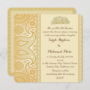 Invitation Mariage musulman de Paisley d'or