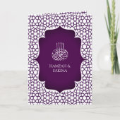 Invitation Mariage Musulman de Style Persan Blanc et Violet (Devant)
