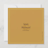 Invitation Mariage musulman de treillis vintage d'or (Dos)