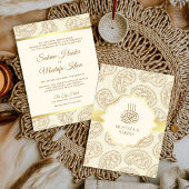 Invitation Mariage musulman islamique à motifs paisley crème