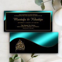 Mariage Musulman Islamique Bleu Teal Métallisé et