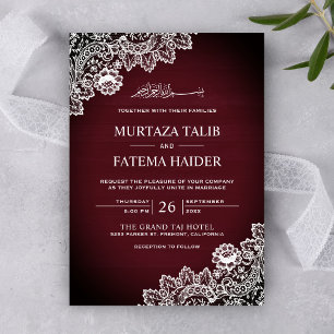 Invitation Mariage Musulman Islamique Broderie Bois Vintage B