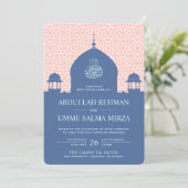 Invitation Mariage musulman islamique Dome bleu (Debout devant)