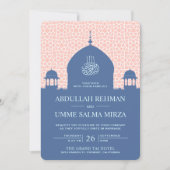 Invitation Mariage musulman islamique Dome bleu (Devant)