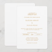 Invitation Mariage Musulman Moderne Formel Minimal Or Script (Devant / Derrière)