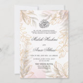 Invitation Mariage musulman musulman de la feuille d'or (Devant)
