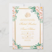 Invitation Mariage musulman musulman musulman à cadre d'or (Devant)