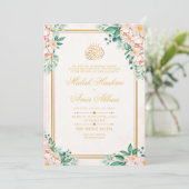 Invitation Mariage musulman musulman musulman à cadre d'or (Debout devant)