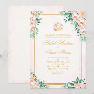 Invitation Mariage musulman musulman musulman à cadre d'or