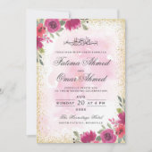 Invitation Mariage musulman musulman musulman à cadre d'or ro (Devant)