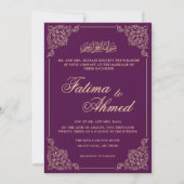 Invitation Mariage musulman musulman musulman Ornat violet Fr (Devant)