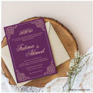 Invitation Mariage musulman musulman musulman Ornat violet Fr