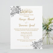 Invitation Mariage Musulman Musulman Neutre Et Gris Et Or (Debout devant)