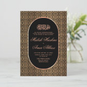 Invitation Mariage musulman musulman noir d'or moderne (Debout devant)