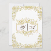 Invitation Mariage musulman Ornat Blanc Ornat Floral Frame Or (Dos)