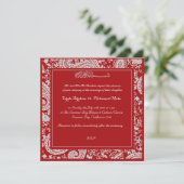 Invitation Mariage musulman rouge et blanc de Paisley (Debout devant)
