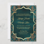 Invitation Mariage Musulman Tégl Dark Doré Rustique Damassé (Dos)