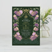 Invitation Mariage musulman vert et violet enchanté (Debout devant)