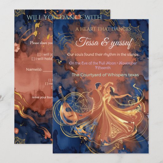 Invitation Mariage Mystique au Clair de Lune (Devant / Derrière)