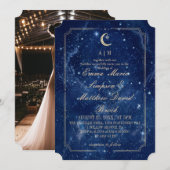 Invitation Mariage Mystique Bleu Céleste (Devant / Derrière)