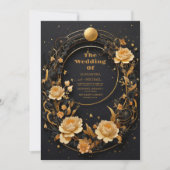 Invitation Mariage mystique céleste noir et or (Devant)