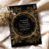 Invitation Mariage mystique céleste noir et or