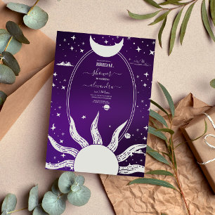 Invitation Mariage mystique de la lune de soleil violet et d'