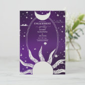 Invitation Mariage mystique de la lune de soleil violet et d' (Debout devant)