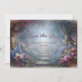 Invitation Mariage mystique en bois floral Enregistrer la dat (Devant)