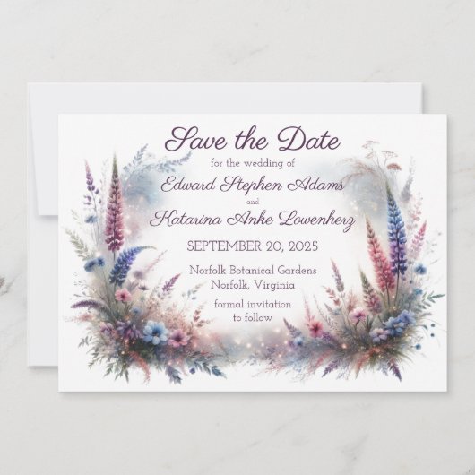 Invitation Mariage mystique en bois floral Enregistrer la dat (Dos)