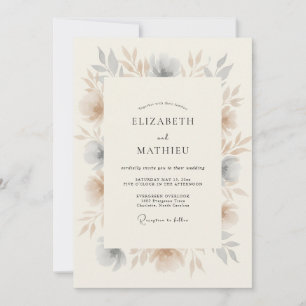 Invitation Mariage Nature Élégant Bleu Poussiéreux