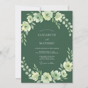 Invitation Mariage Nature Élégant Émeraude Profond